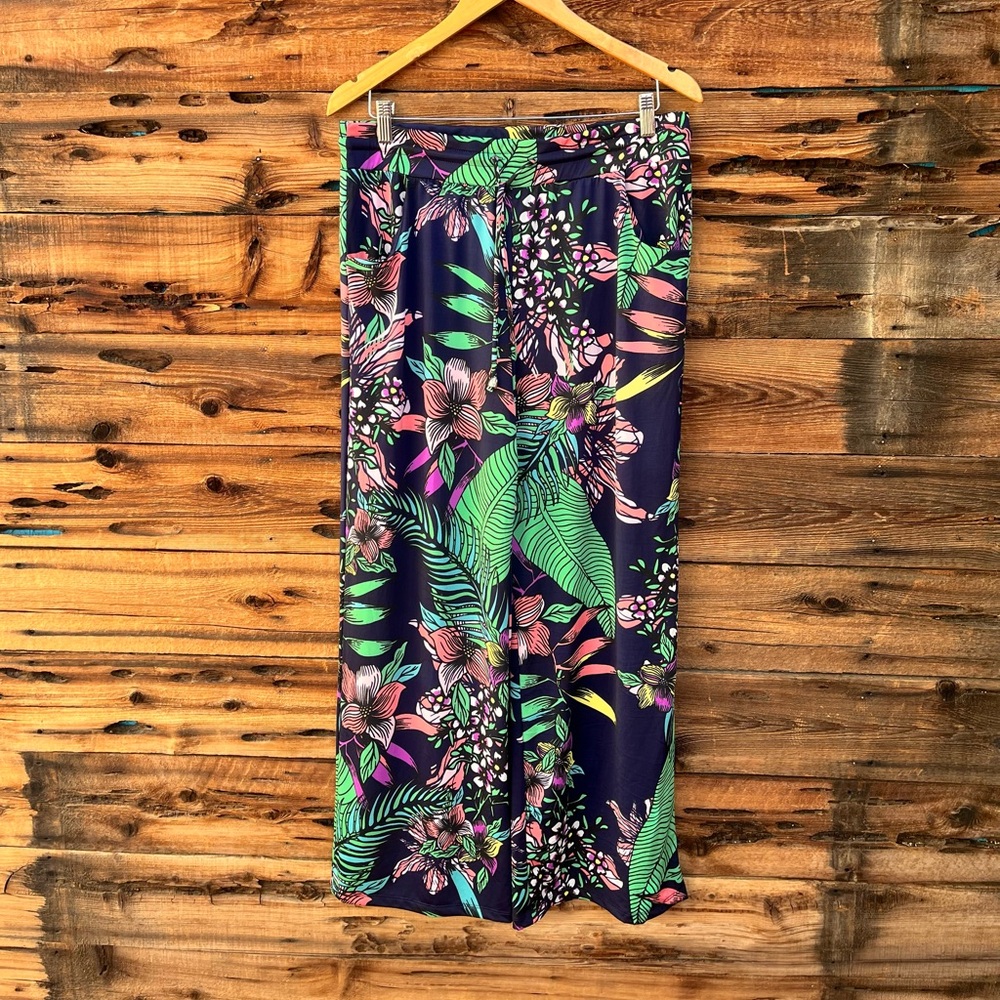 BEACH BREAK | Floral Print Women's Swim Cover-Up Pants L